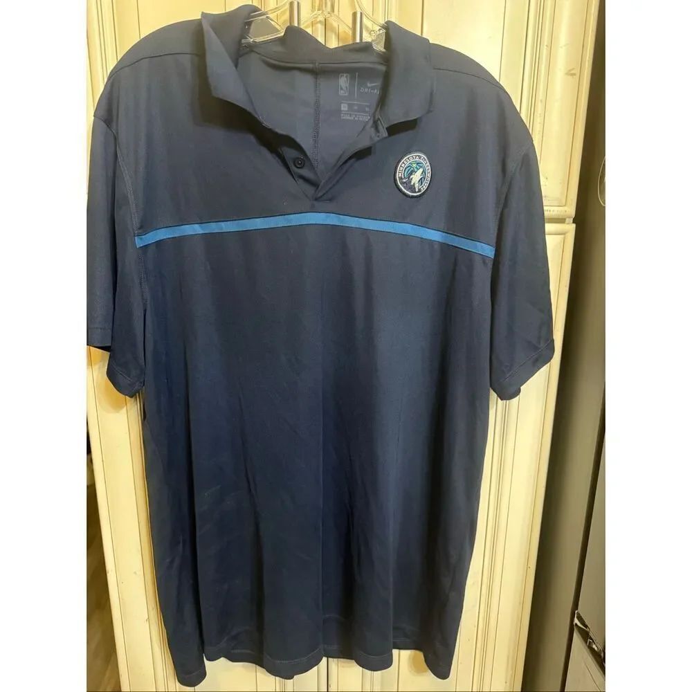 Nike Men's Dri-fit NBA Minnesota Timberwolves Short Sleeve Polo Shirt Blue XL